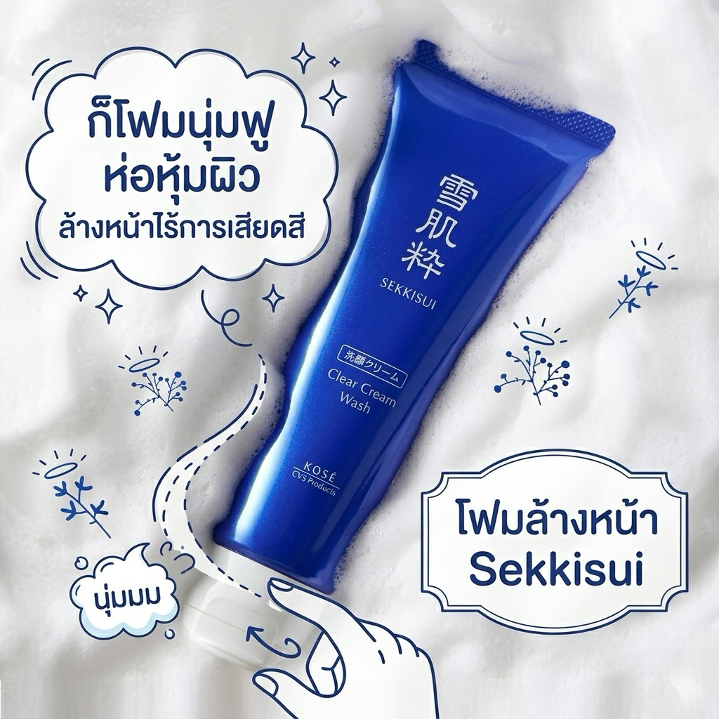 พร้อมส่งในไทย KOSE Sekkisui White Washing Cream 120g.