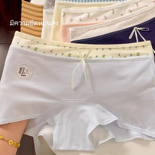 M-2XL กางเกงชั้นในผู้หญิง ผ้าฝ้ายแท้ ทรงบ็อกเซอร์ เอวกลางถึงเอวสูง ยืดหยุ่นสูง เป้ากางเกงแบบแอนตี้แบคทีเรีย