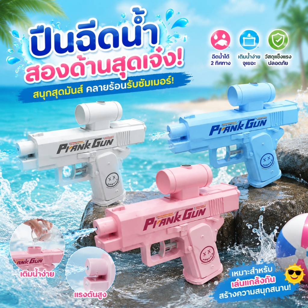 ปืนฉีดน้ำสองด้านสำหรับเด็ก ของเล่นสร้างสรรค์ เหมาะสำหรับเล่นกลางแจ้ง เหมาะสำหรับทั้งผู้ใหญ่และเด็ก