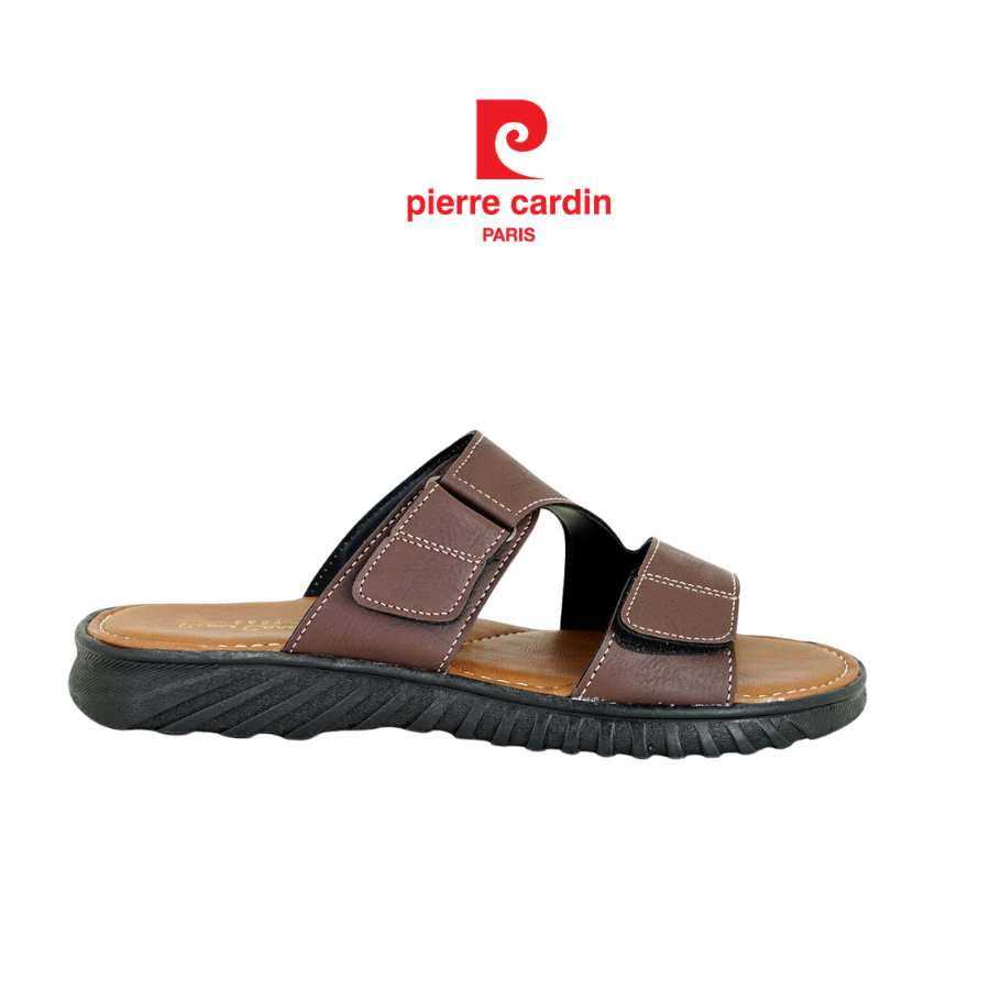 รองเท้าแตะผู้ชาย Pierre Cardin หนังสังเคราะห์คุณภาพสูง ดีไซน์นุ่มสบาย พื้นรองเท้ากันลื่น – สีน้ำตาล รุ่น 83RS166