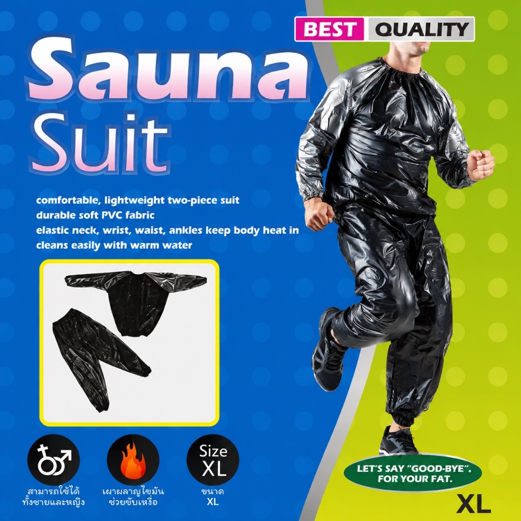 COPPER Fit ชุดซาวน่าลดน้ำหนัก ชุดรีดเหงื่อ ชุดลดน้ำหนัก ชุดออกกำลังกาย (Sauna Suit) สีดำ/เทา FREE SIZE