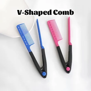 หวีหนีบผมตรง รูปตัว V แบบพกพา DIY แปรงหวีผมตรง hair straightening comb