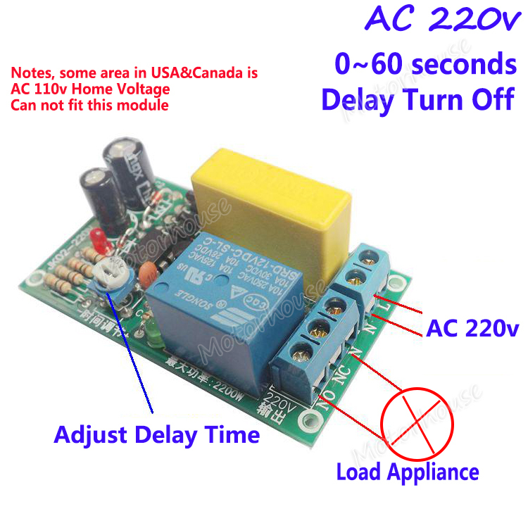 โมดูล Relay หน่วงเวลาปิด 1-60 วินาที ควบคุมไฟ 220v แบบแยกราวน์ Isolated