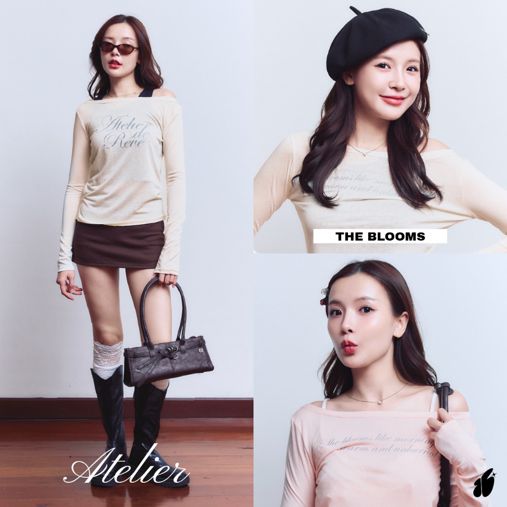 MATCHBOX เสื้อแขนยาวปาดไหล่ Off-Shoulder Long Sleeve Top
