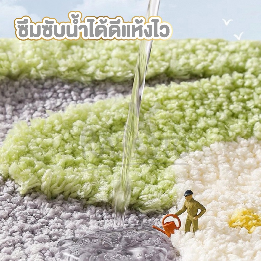 【RABITO สินค้าดี】พรมเช็ดเท้า ลายดอกทิวลิป กันลื่น รูปที่ 3