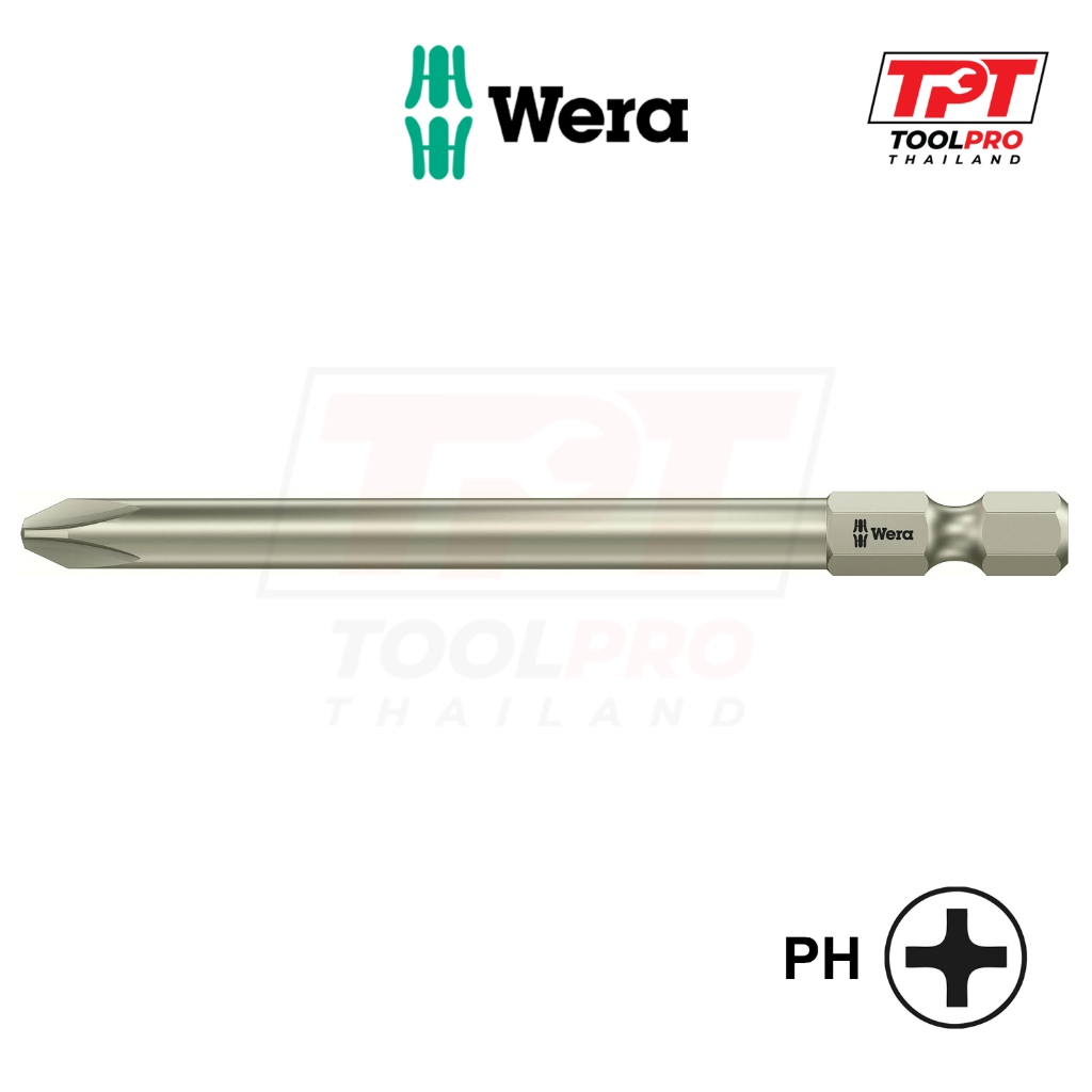 Wera ดอกไขควงสแตนเลส 3851/4 Stainless Phillips Bits, PH1-PH3