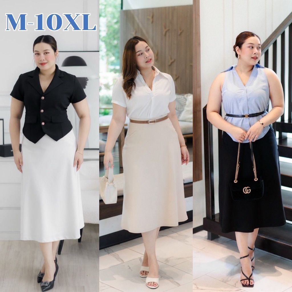 กระโปรงทรงเอ โกงหุ่น เพื่อสาวอวบ มีsizeถึง10XL รุ่นNINA