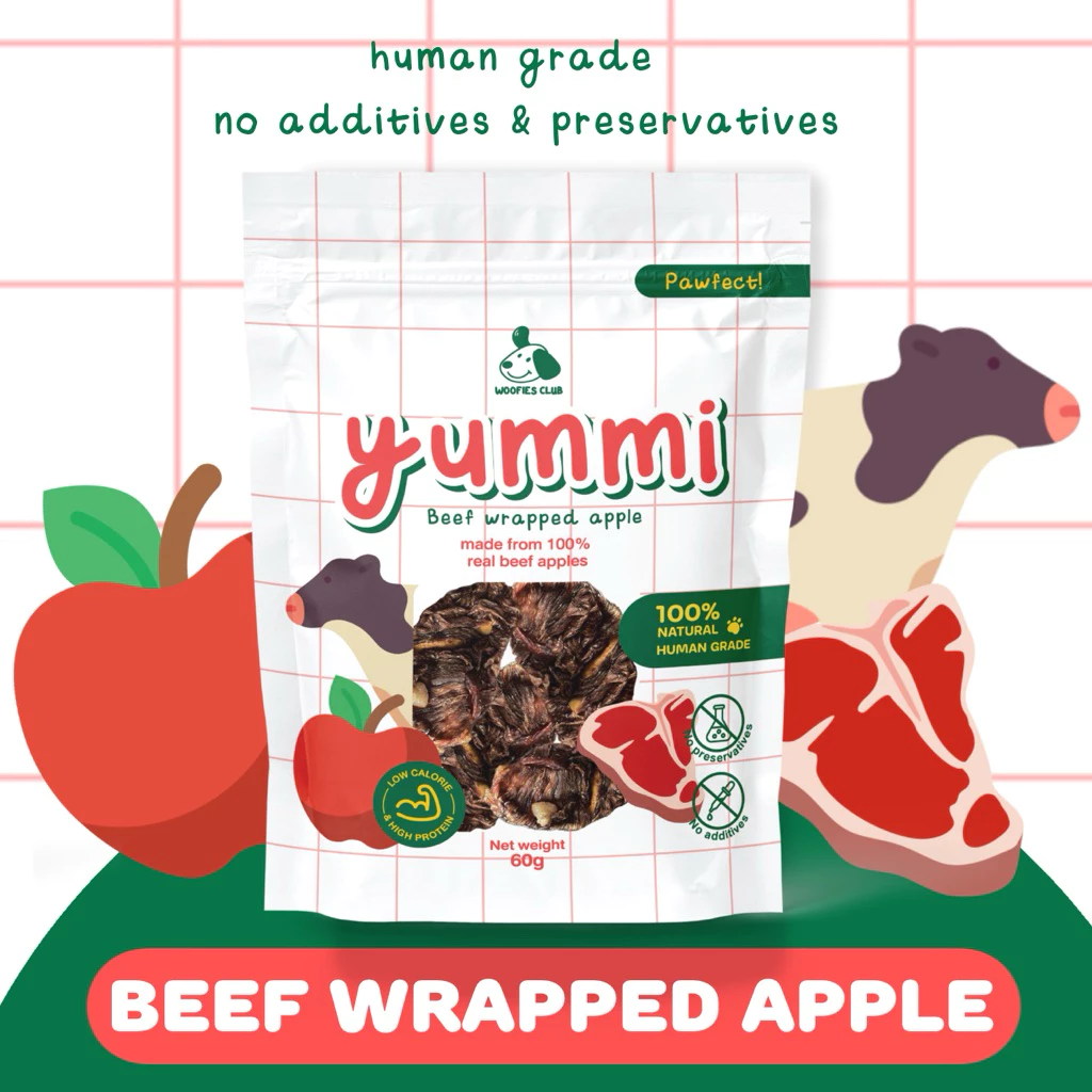 ขนมสุนัข Yummi เนื้อวัวพันแอปเปิ้ล ขนมเพื่อสุขภาพน้องหมา ขนาด 60g
