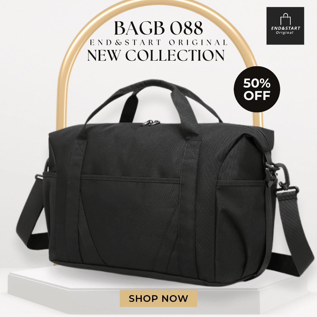 BAGB088 END&START กระเป๋าเดินทาง Duffel Bag สีดำ ใส่ A3/A4/iPad13 นิ้ว NB 17 นิ้ว มีช่องสอดคันชักได้
