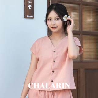 (7 สี) เสื้อคอวีแขนเลย กระดุม ไซส์ S - 4XL ผ้าฝ้ายฟอกนุ่มเชียงใหม่