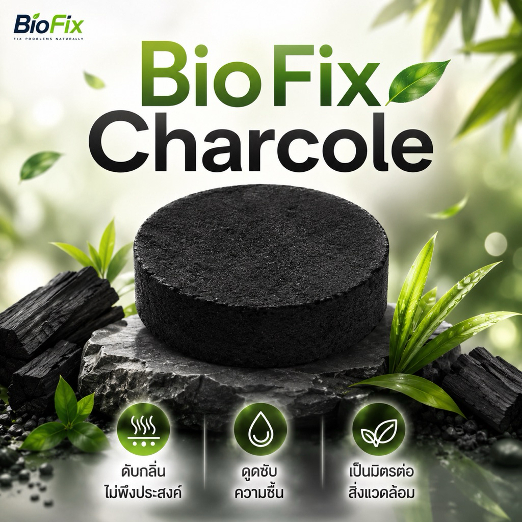 ถ่านดูดกลิ่น BioFix Charcole ดับกลิ่นอับ ดูดความชื้น ใช้ซ้ำได้ สำหรับตู้รองเท้า ห้องน้ำ รถยนต์