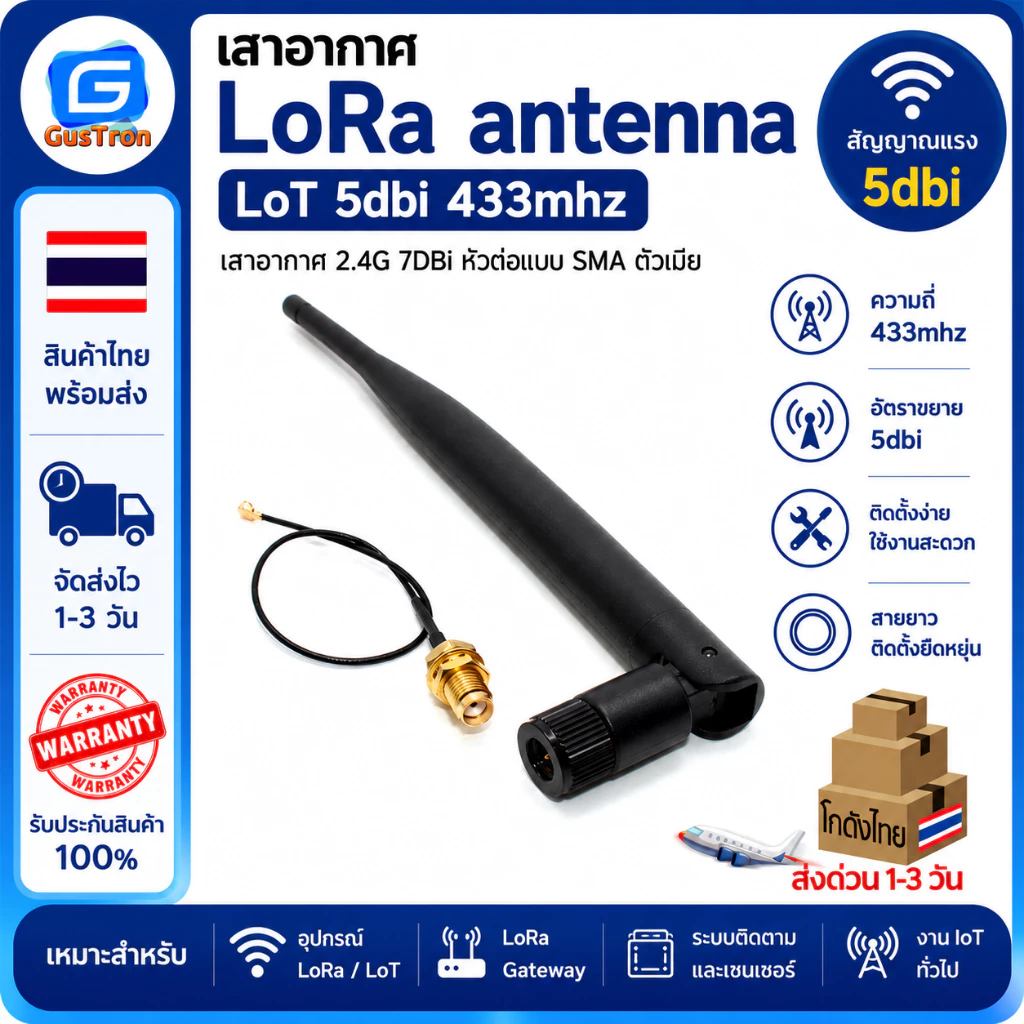 เสาอากาศ LoRa antenna LoT 5dbi 433mhz