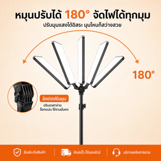 ไฟ LED 16/19/24 นิ้ว ไฟถ่ายวิดีโอ ไลฟ์สด มืออาชีพ ปรับแสง 3 โหมด รีโมท ขาตั้งพื้นสูง 2.1 เมตร