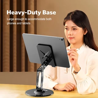 MEEGOO ขาตั้งโทรศัพท์ 360° หมุนได้ พับได้คู่ อลูมิเนียมเต็มตัว กันลื่น มีช่องชาร์จในตัว ใช้กับโทรศัพท์/แท็บเล็ต