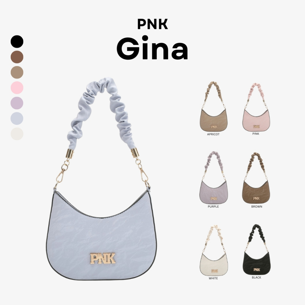 [Pinky Bag] Gina Bag : กระเป๋าสะพายไหล่ (โลโก้ PNK) หนังกำมะหยี่
