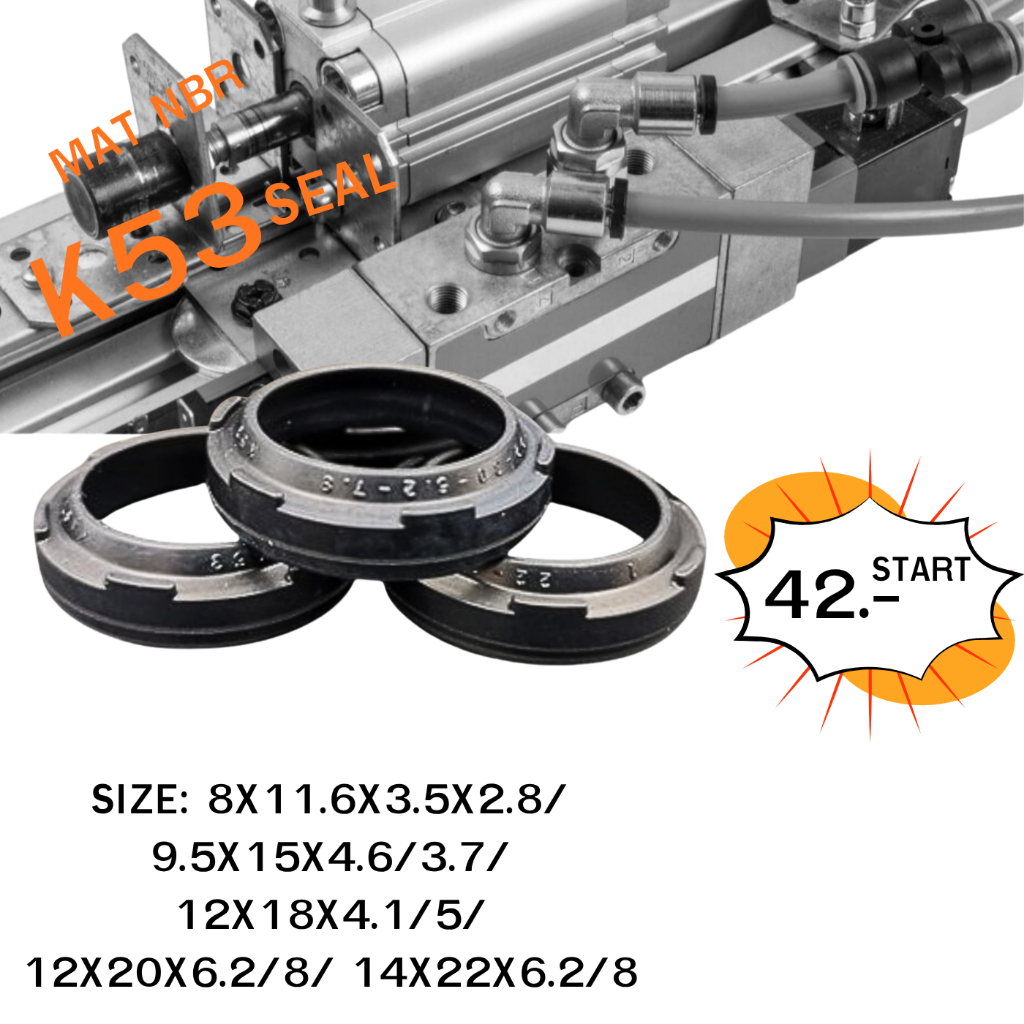 K53 DAMPER ซีลนิวเมตริก NBR 8X11.6X3.5X2.8/ 9.5X15X4.6/3.7/ 12X18X4.1/5/ 12X20X6.2/8/ 14X22X6.2/8 กร