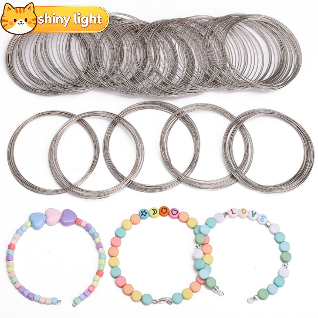 ห่วงสแตนเลสและวงแหวนลวดหน่วยความจำ หนา 0.6 มม. ยาว 6 ซม. 20-100 ชิ้น อุปกรณ์ DIY ทำสร้อยข้อมือ เครื่องประดับ