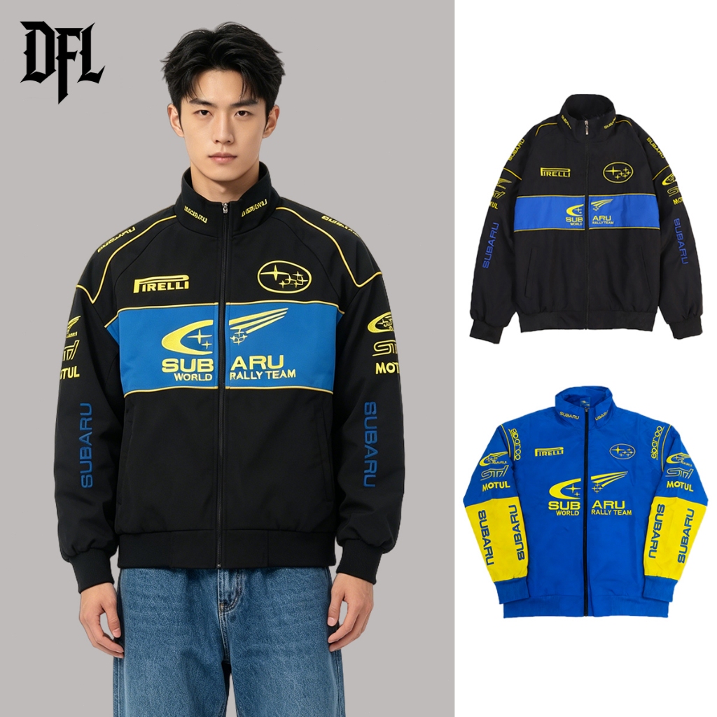 【พร้อมส่งไทย】F1 Subaru เสื้อแจ็คเก็ตรถแข่งแขนยาว ปักลายวินเทจ กันลมมีซับใน สไตล์มอไซค์ มีซิป คุณภาพสูง