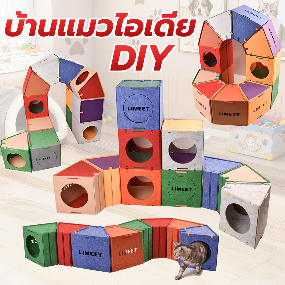 DIY คอนโดแมว บ้านแมว แร็คปีนแมว อุโมงค์แมว สนามเด็กเล่นแมว