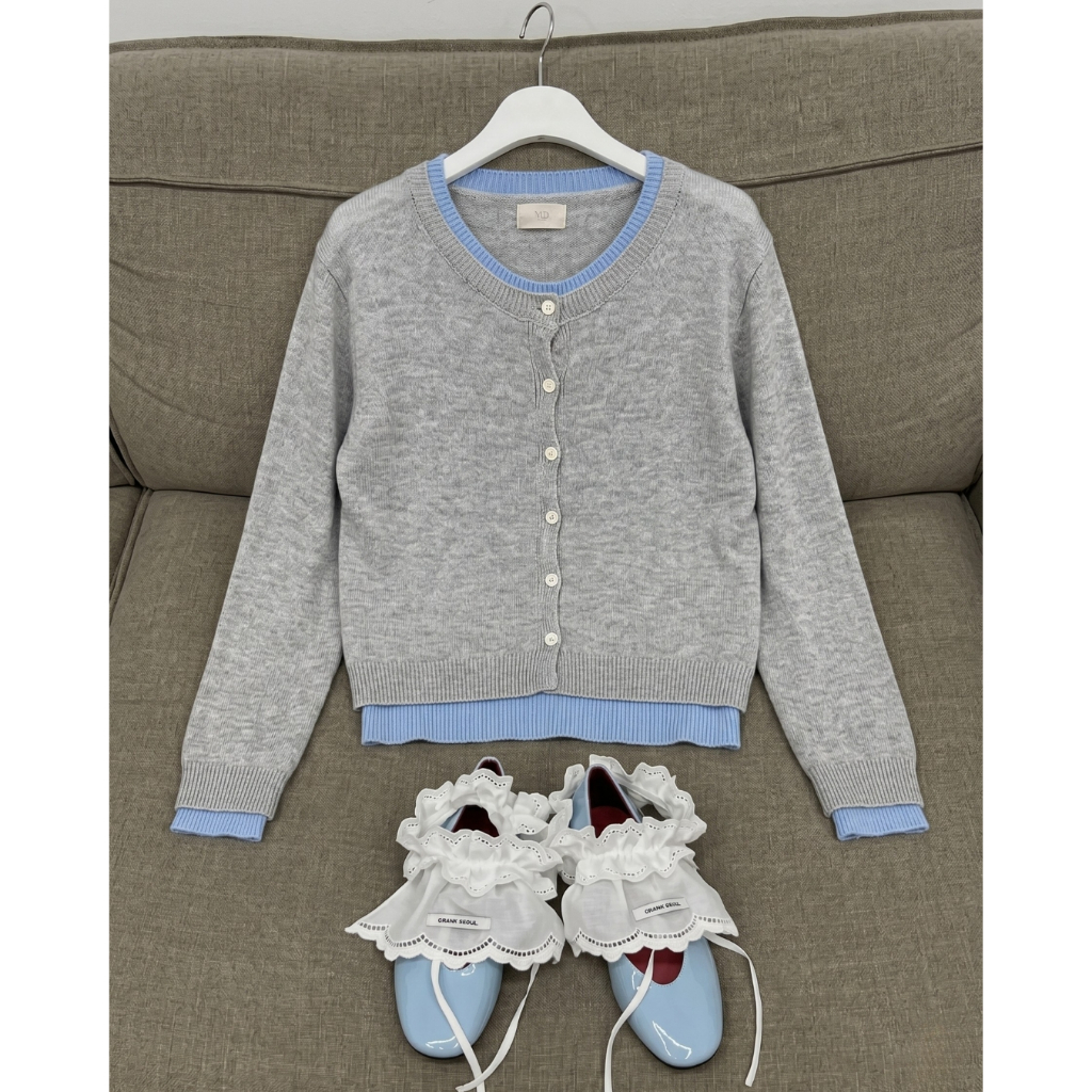 Polly Layer Cardigan เสื้อคาร์ดิแกนสองเลเยอร์ สไตล์เกาหลี Miladi