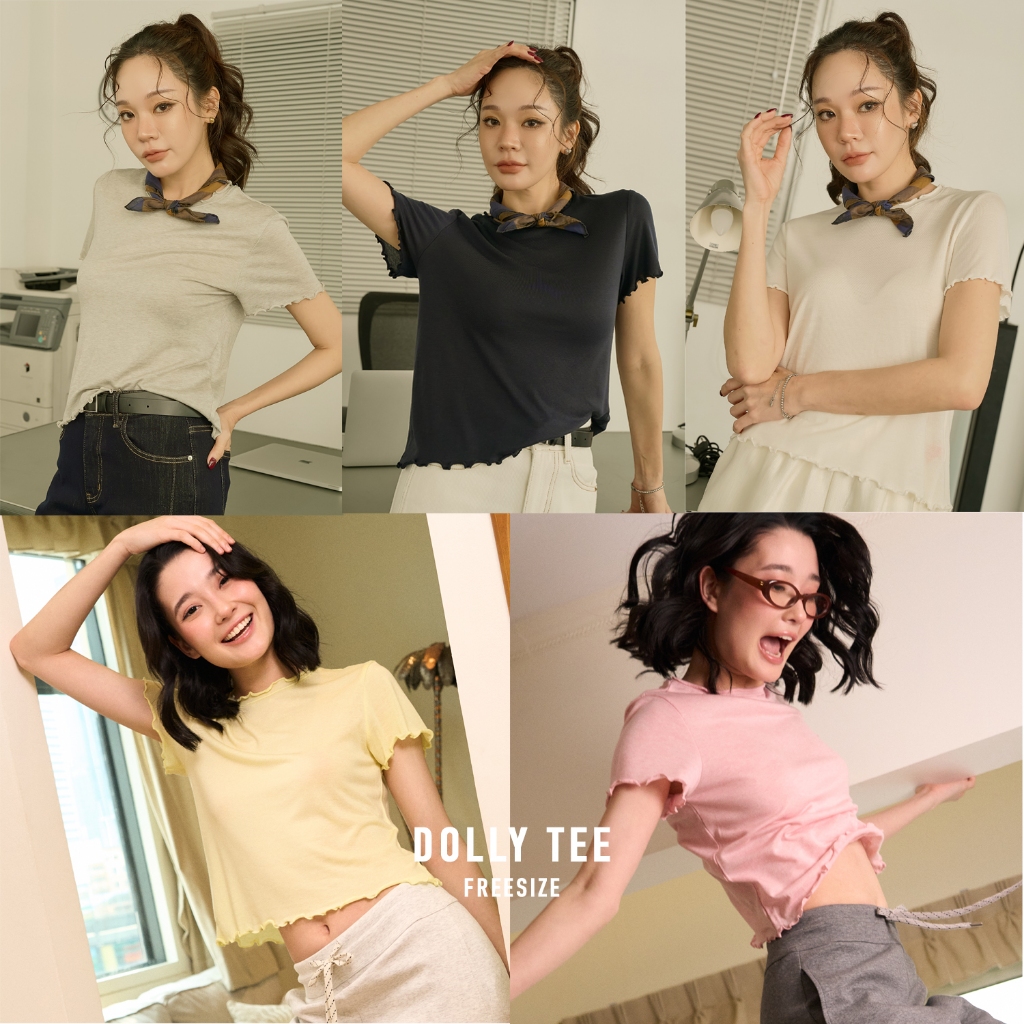 [Dolly Tee] เสื้อยืดผ้าเนื้อนุ่มมากๆ มาพร้อมดีไซส์ระบายเล็กๆน่ารักๆ แมทช์ได้กับทุกลุคแน่นอน