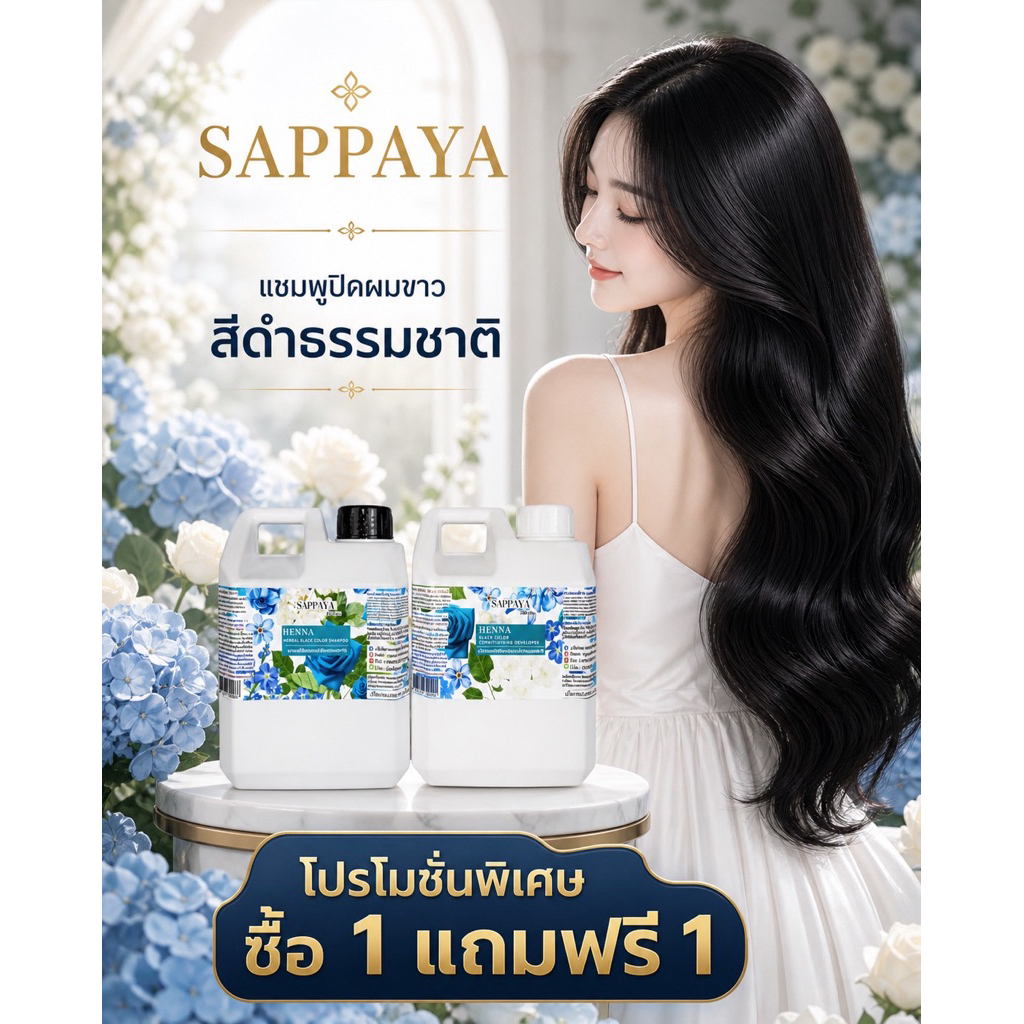 แชมพูสมุนไพรปิดผมขาวเฮนน่า 1 ลิตรแถม 1 ลิตร มี3 สี 1.สีมะฮอกกานี 2.สีน้ำตาลเข้ม 3. สีดำธรรมชาติ