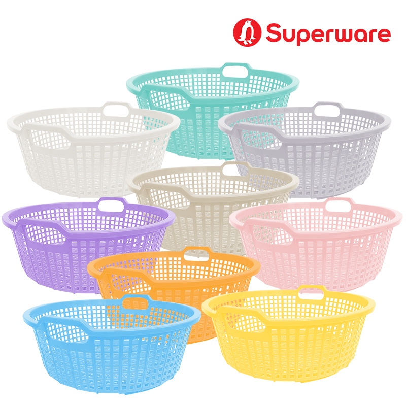 Srithai Superware ตะกร้าอเนกประสงค์ทรงกลมแบบเตี้ย  ขนาด 46x16 ซม.ตะกร้าพลาสติกทรงกลม