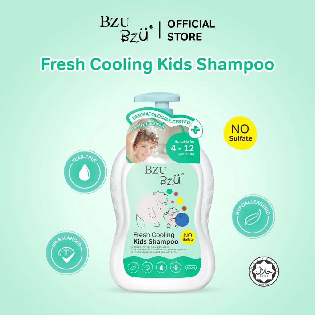 BZU BZU Fresh Cooling Kids Shampoo 600ml บีซู บีซู แชมพูเด็ก สูตรเฟรชคูลลิ่ง เย็นสดชื่น อ่อนโยน ไม่แสบตา เหมาะกับผมมัน