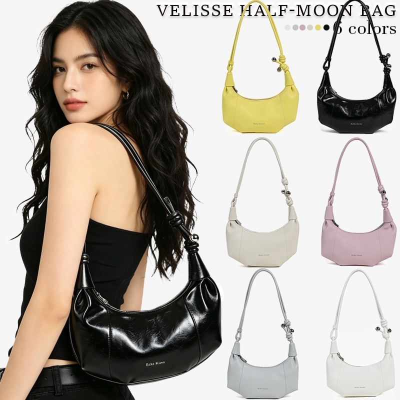 Half-moon bag กระเป๋าเว้าแขน กระเป๋าถือ กระเป๋าทรางพระจันทร์ หนังPU ซิปปิด อ่อนนุ่ม สําหรับผู้หญิง (จัดส่งจากไทย）