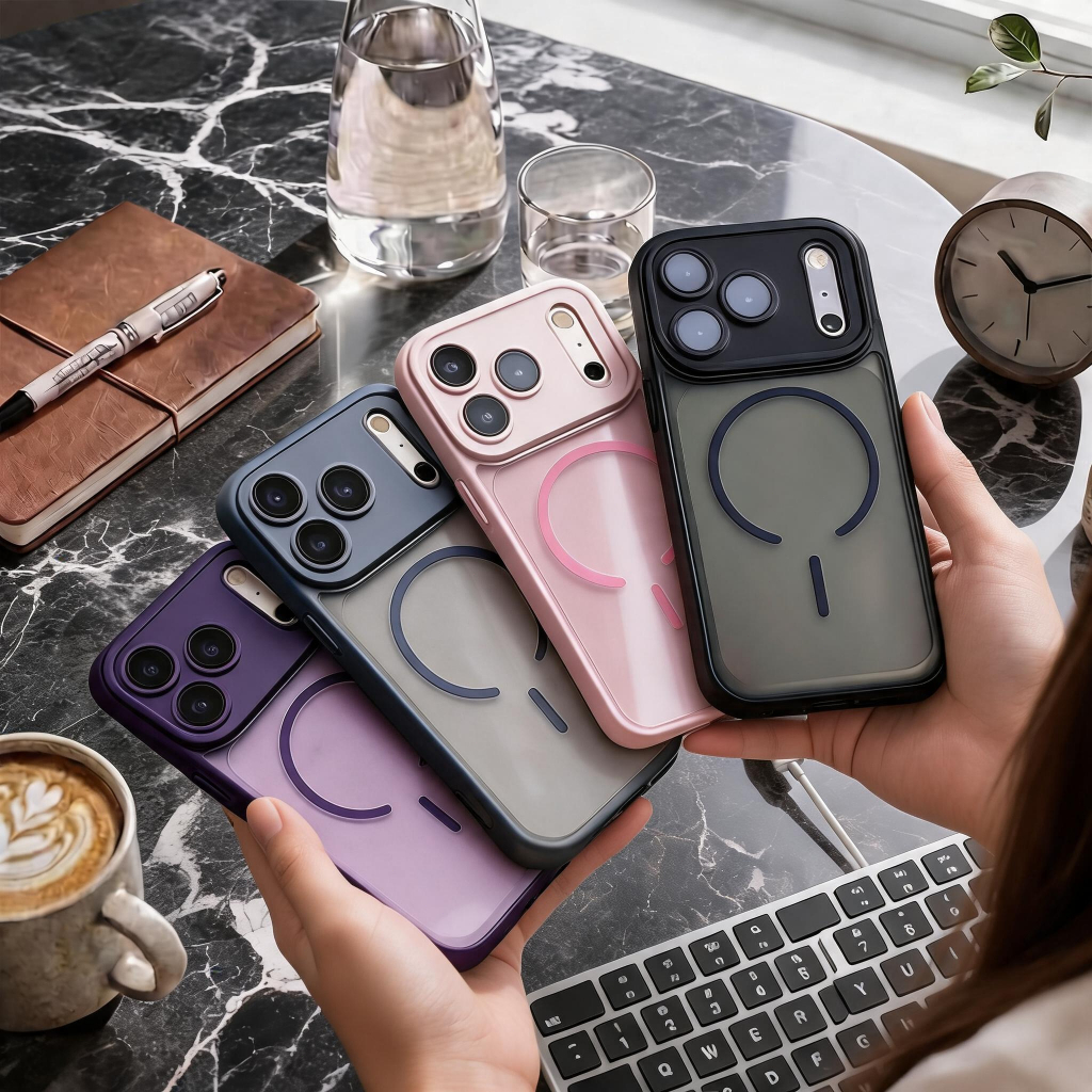 AK เคสหลังด้าน ชาร์จได้ กันกระเเทก for IPhone 17 Pro Max 11 12 13 14 15 16 Pro Max ฝาครอบแม่เหล็ก