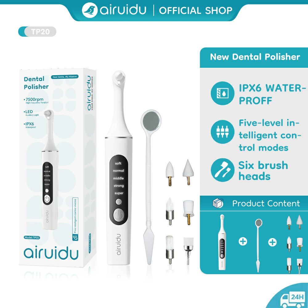 Airuidu TP20 เครื่องขูดหินปูนสำหรับใช้ในบ้าน เครื่องทําความสะอาดฟันไฟฟ้าอัลตราโซนิก 5 โหมดการขจัดคราบ ขจัดคราบจากยาสูบแล