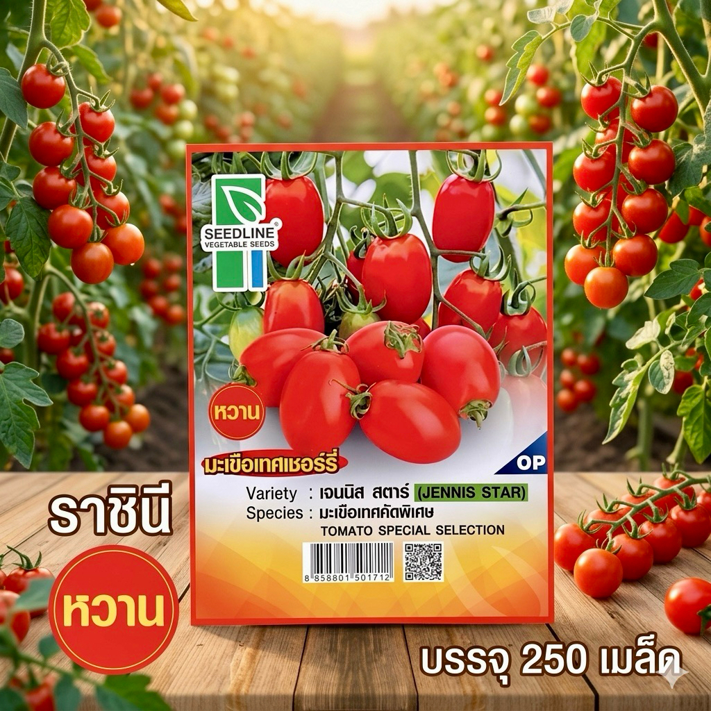 ซีดไลน์ มะเขือเทศเชอรี ราชินี เจนนิส สตาร์ (250 เมล็ด)