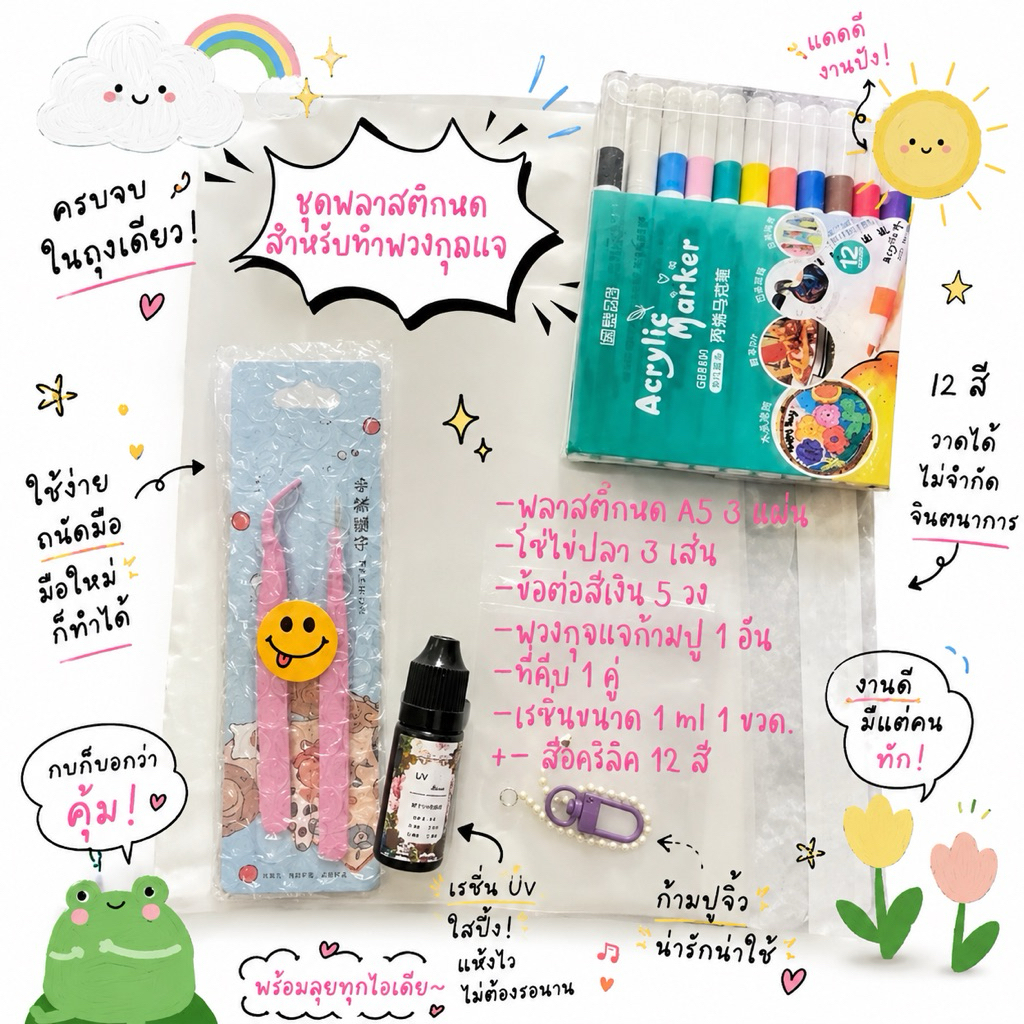 ชุดแผ่นพลาสติกหด สำหรับงาน DIY ทำพวงกุจแจด้วยตัวเอง