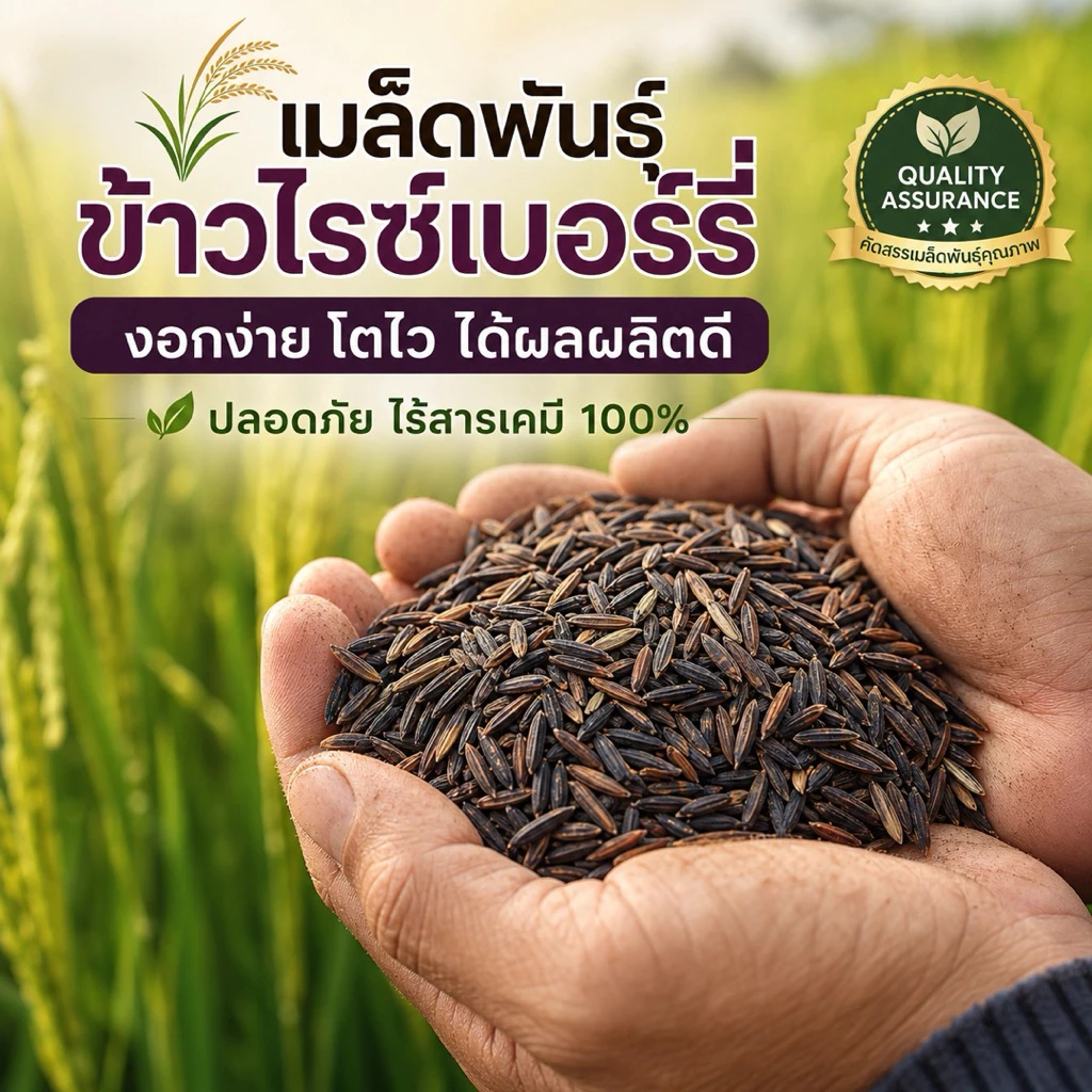 [คัดพิเศษ] เมล็ดพันธุ์ข้าวไรซ์เบอร์รี่ 100% พันธุ์แท้ ม.เกษตร กำแพงแสน อัตรางอกสูงมาก เมล็ดเต่งตึง ไม่ลีบ ไม่หัก ไร้สาร