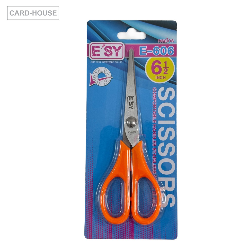 กรรไกรสแตนเลส Scissors ด้ามพลาสติกเหลือง