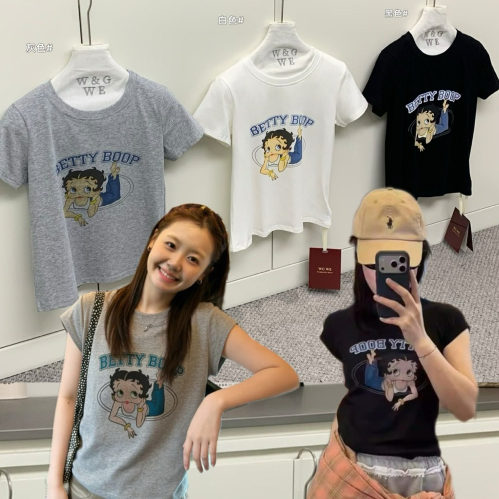 9727# เสื้อยืดคอกลมแขนสั้น สกรีนลายช่วงอก เนื้อผ้าดี ใส่สบาย  TAG:WG.WE 🇰🇷