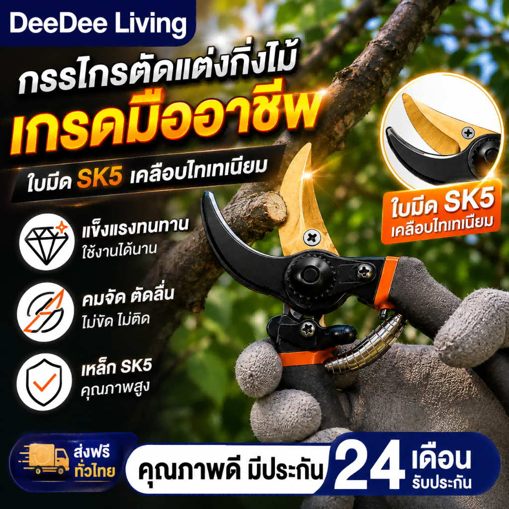 DeeDee กรรไกรตัดกิ่งไม้ กรรไกรตัดหญ้า แต่งสวน กรรไกรตัดกิ่ง SK5✂️กรรไกรตัดกิ่งไม้ ที่มีคุณภาพสูง SK5