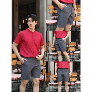 SEOULSHIRTS กางเกงขาสั้นผู้ชาย สแลค มีกระเป๋าหลัง ผ้าหนานิ่ม สไตล์เกาหลี ST33