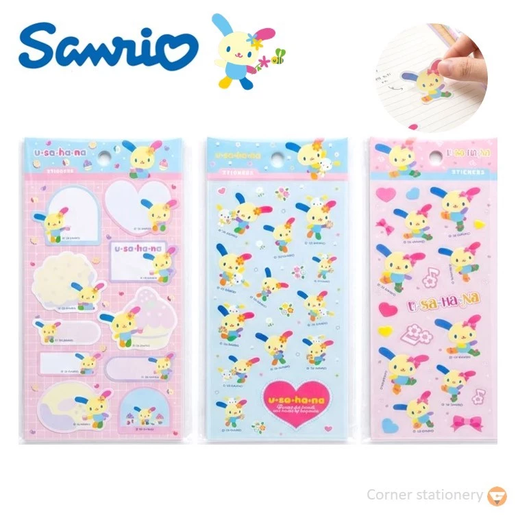 สติ๊กเกอร์ usahana melody ลิขสิทธิ์แท้ Sanrio รุ่น USST01 02 03 ลายอุซาฮานะ (1 แผ่น) sticker ตกแต่ง