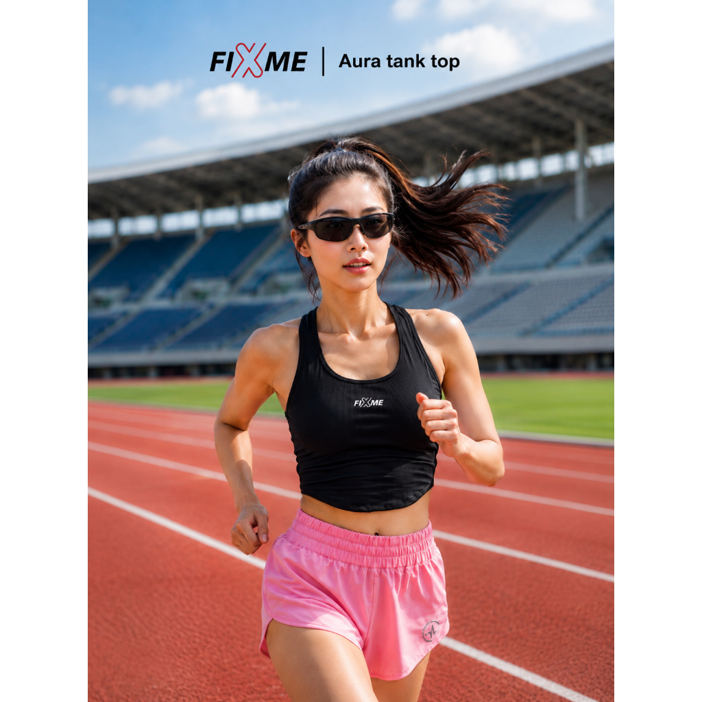 Mid season sale! เสื้อโยคะ พิลาทิส ผ้าร่อง รุ่น Aura (มีฟองน้ำ) สายกีฬา แห้งไว FIXME ทรงสวยเข้ารูป