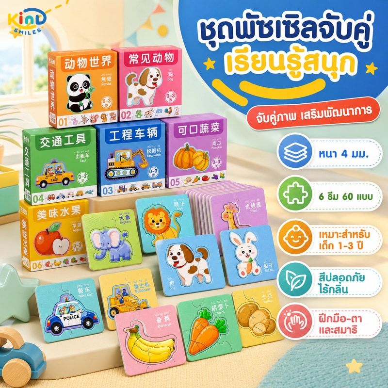 COD จิ๊กซอว์จับคู่ ปริศนาสำหรับเด็ก ความหนา 4 มม Matching