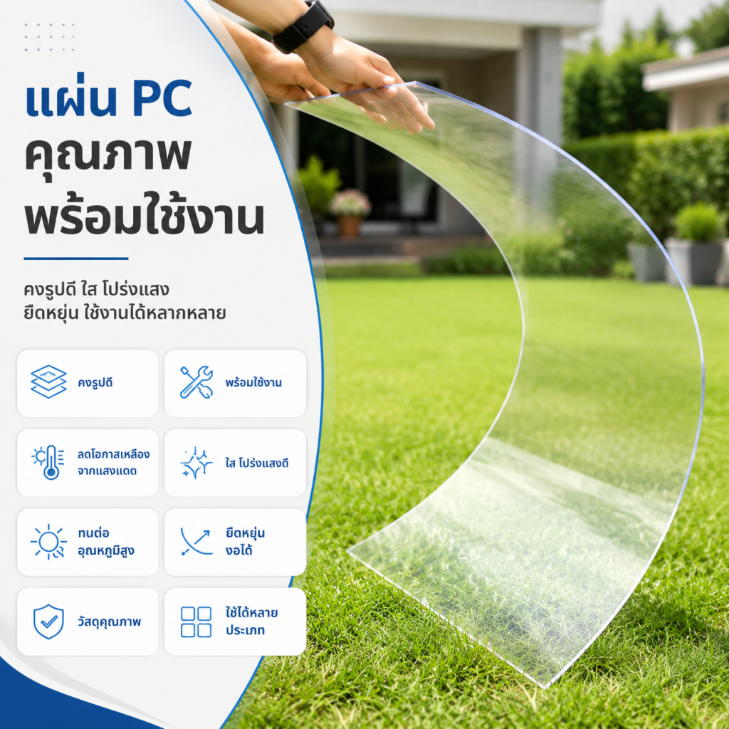 PC แผ่นอะคริลิคใส แผ่นหลังคา เคลียร์สต๊อค แผ่นอคีลิค แผ่นพลาสติกใส อคริลิคหนา แผ่นอะคริลิคใส