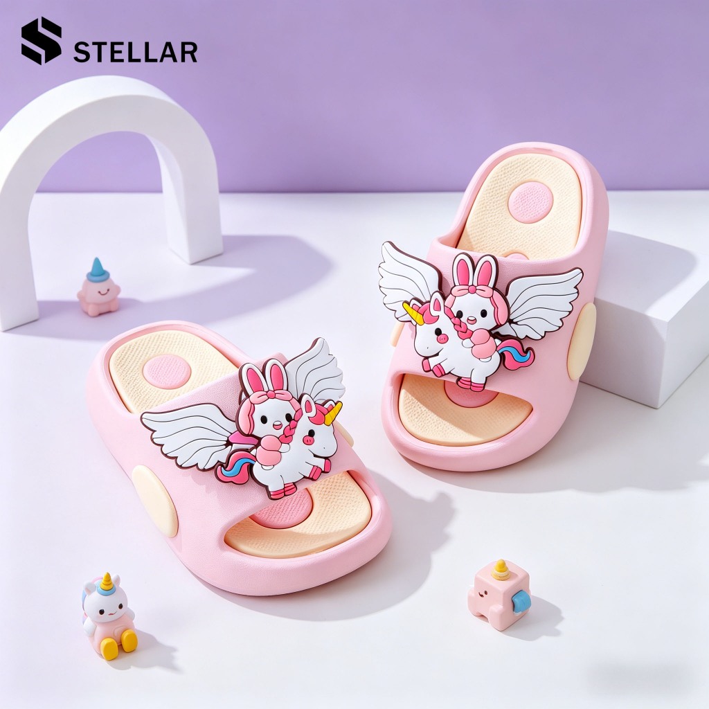 🌸พร้อมส่ง🌸STELLAR รองเท้าแตะสำหรับเด็ก ลายน่ารักๆ พื้นนิ่ม ระบายอากาศ ด้านล่างนุ่มลื่น ขนาด 24-35