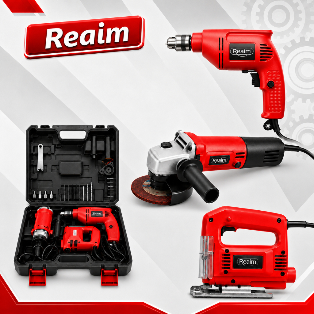 REAIM  เครื่องมือไฟฟ้า 3-in-1 สว่านไฟฟ้า เครื่องเจียร เลื่อยจิ๊กซอว์ เจาะเจียรตัด ครบชุด ทนทาน ทำงานได้รวดเร็ว