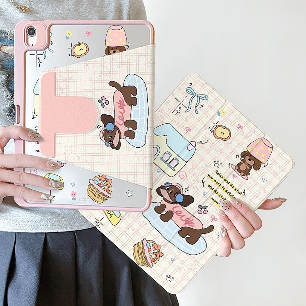 ⚡พร้อมส่ง⚡เคส iPad Gen11 Air8 Gen12 Air5 MINI7 หูฟังดัชชุนด์ เคสiPadหมุน 360° Air6 Air7 Gen10 Gen9/8