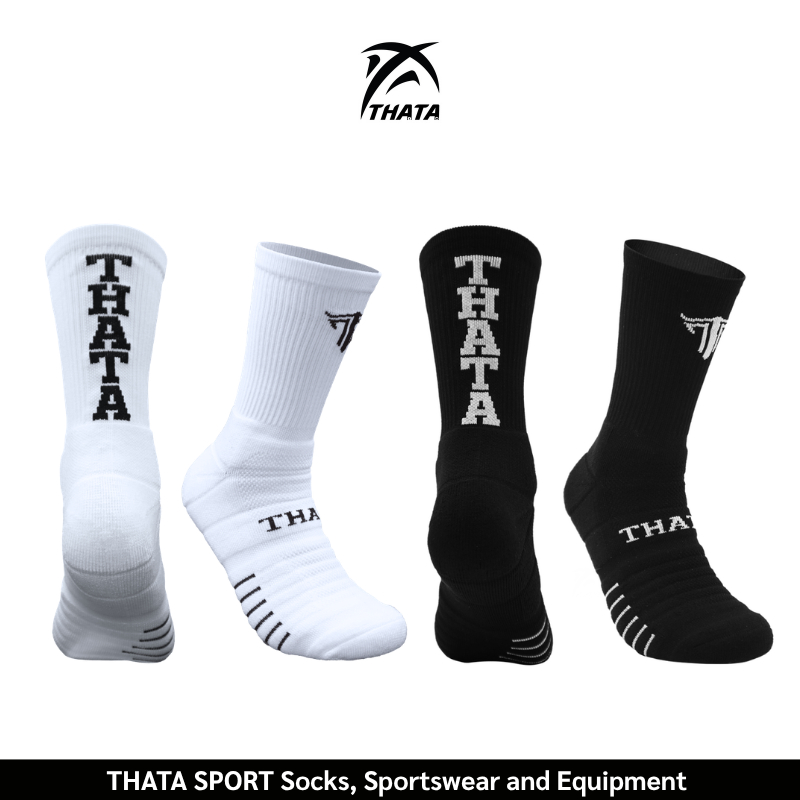 ถุงเท้าบาสเกตบอล THATA รุ่น PFT Open Black / White  ★ยิ่งวิ่งยิ่งกระชับ! เท้านักบาสเกตบอล ถุงเท้าบาส