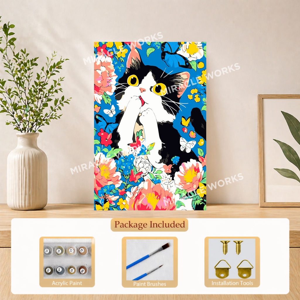 MW สีอะคริลิค ภาพวาดน้ำมันดิจิตอล ระบายสีตามตัวเลข 30x40 ซม มีเฟรม ผ้าใบแคนวาส DIY คู่ อุปกรณ์ศิลปะ เครื่องเขียน