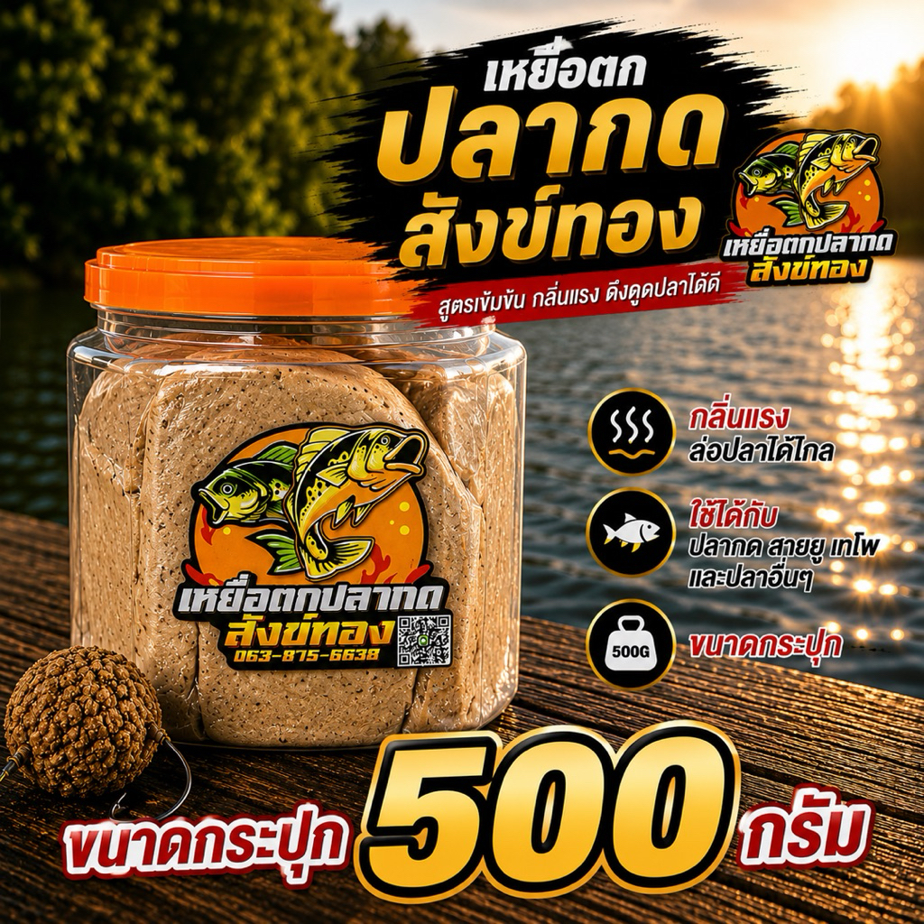 เหยื่อตกปลากดสังข์ทอง ขนาด 500 กรัม