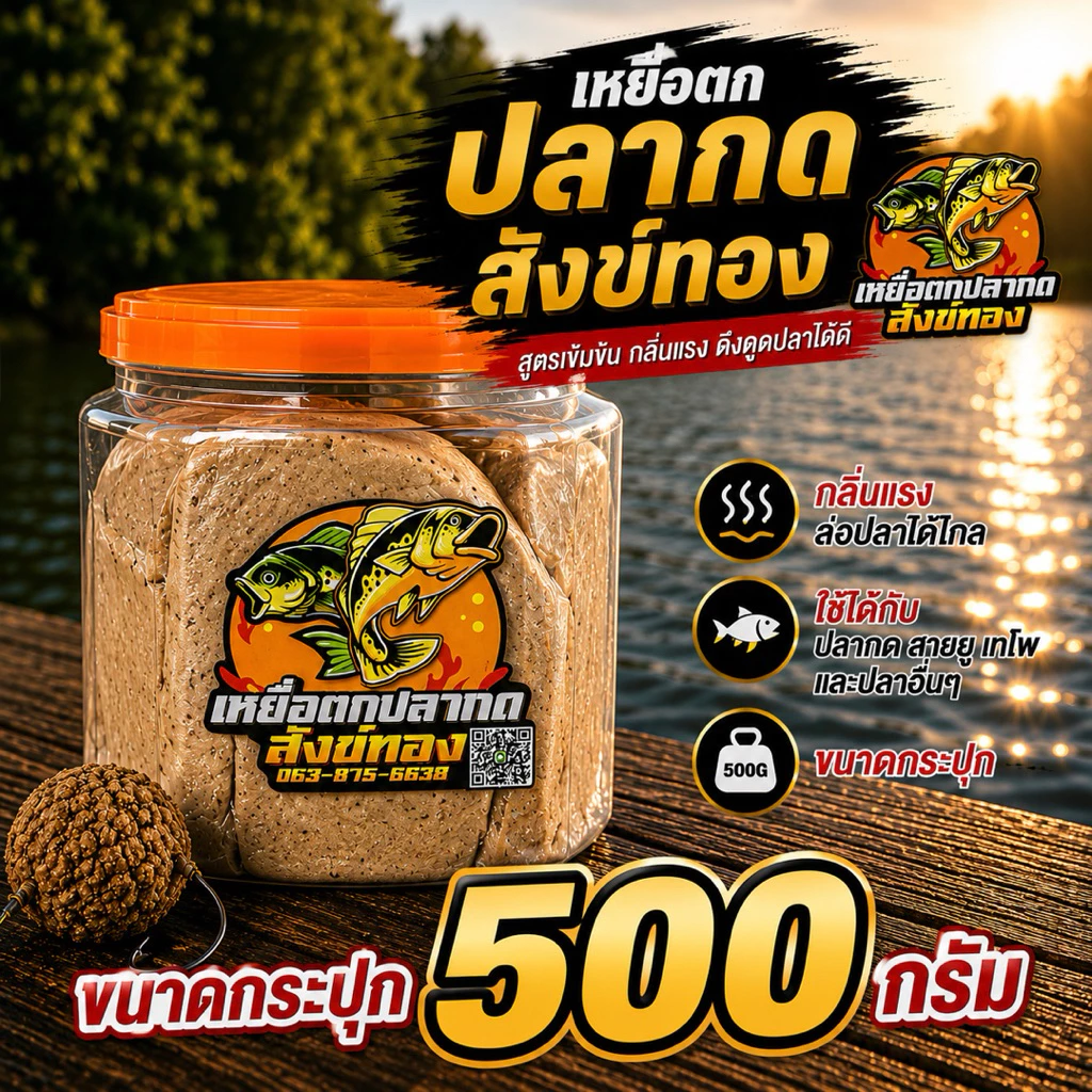เหยื่อตกปลากดสังข์ทอง ขนาด 500 กรัม
