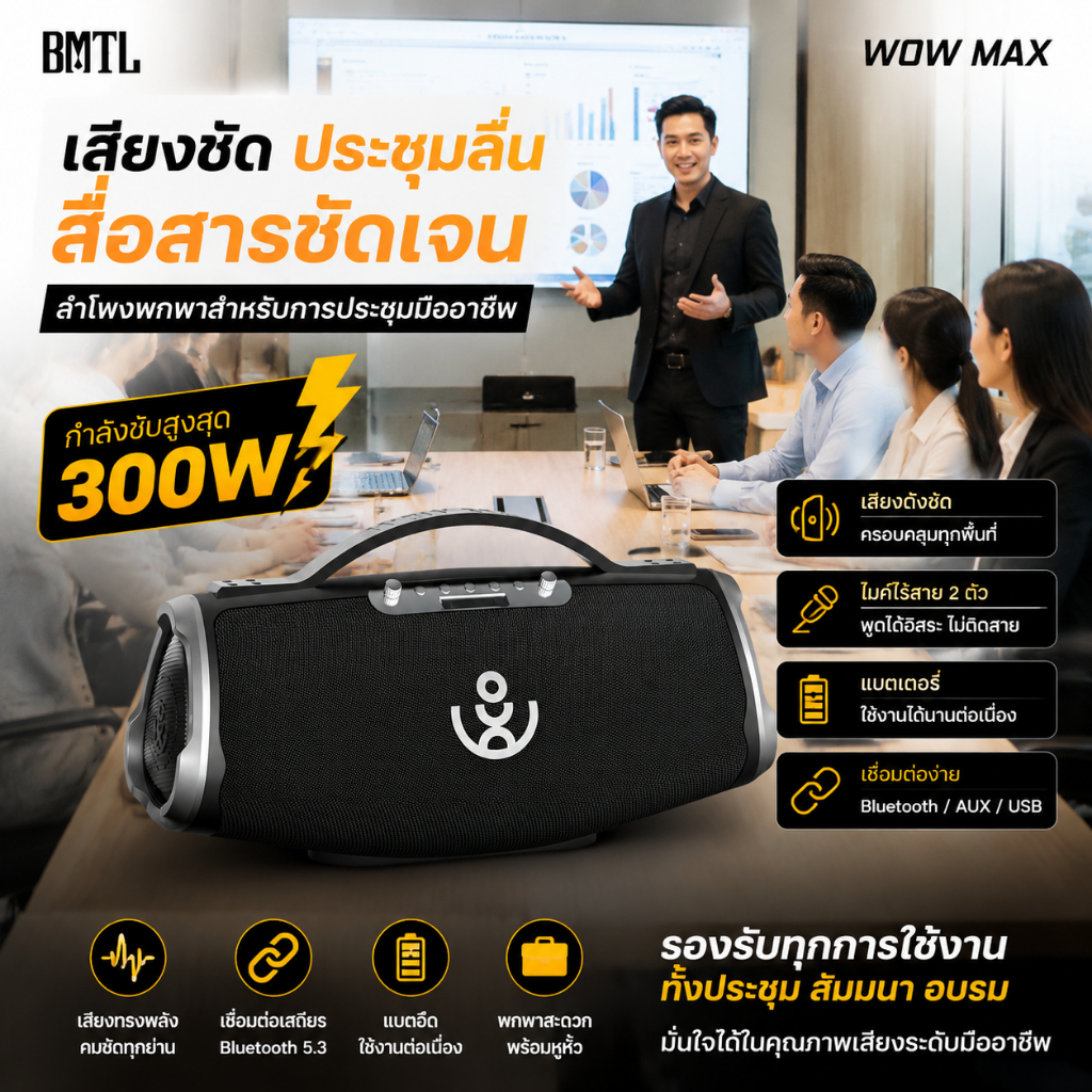 XDOBO WOWMAX 300W ไร้สายแบบพกพาบลูทู ธ เสียงเบสหนักสำหรับห้องประชุม